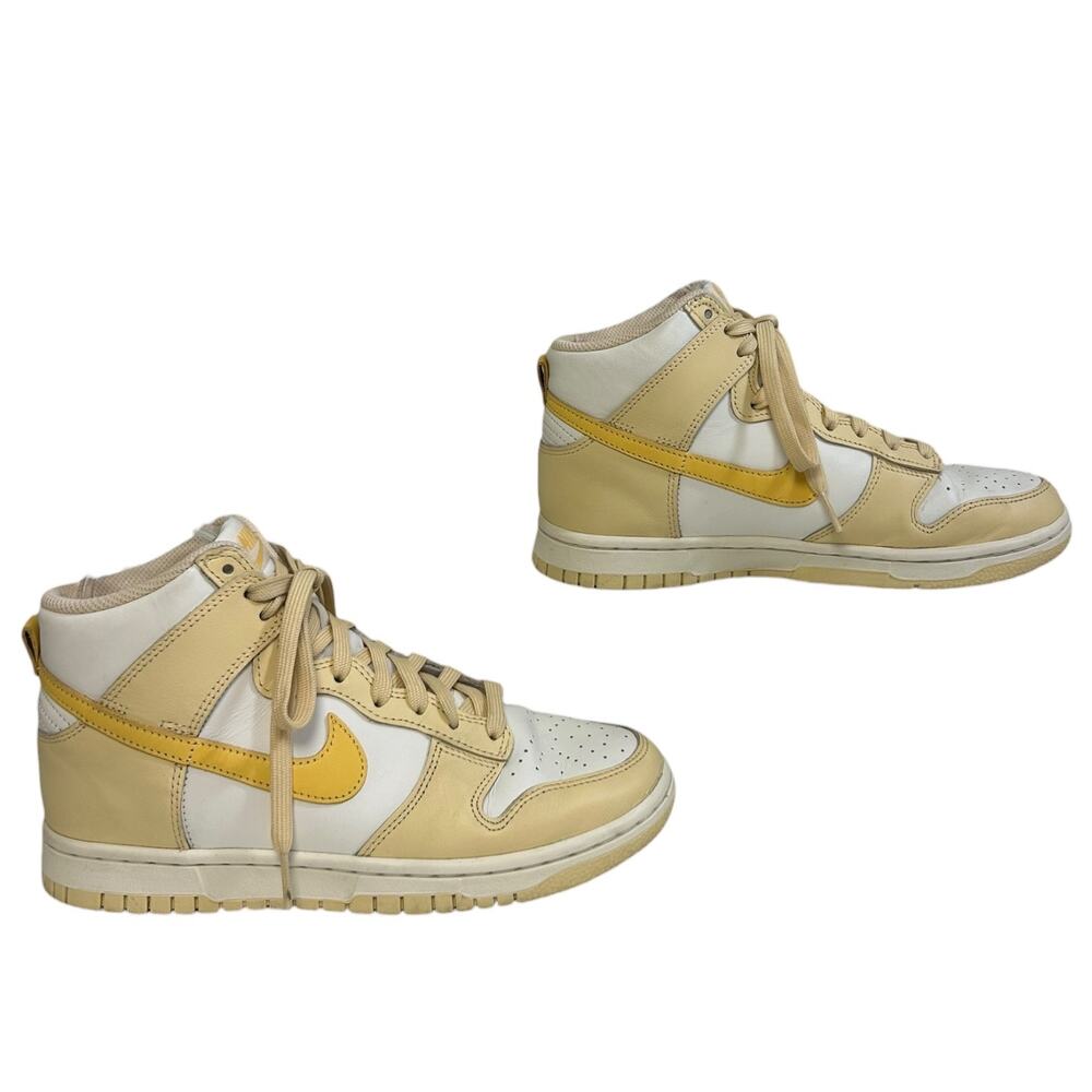 Nike Women's Dunk High-Top Sneakers Two-Tone Pale Vanilla White Yellow Size 7 US - Picture 3 of 12